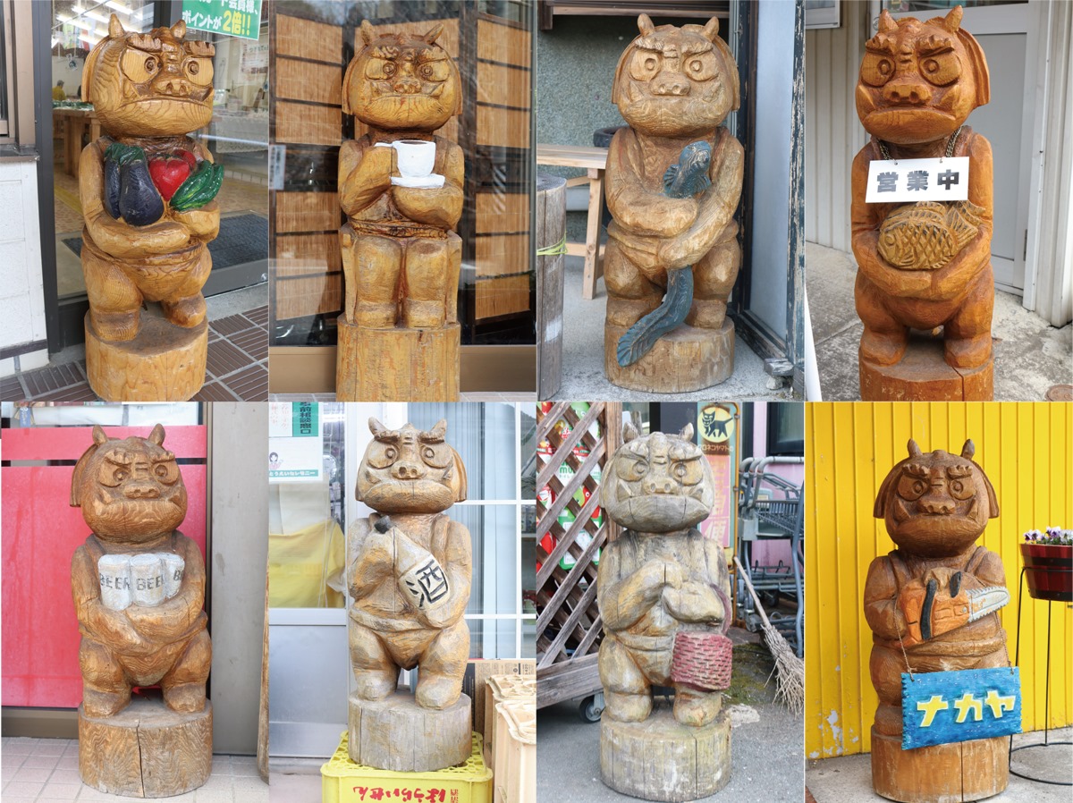 ▲町內可看見用電鋸完成的木雕吉祥物。　圖：東栄町観光まちづくり協会／提供