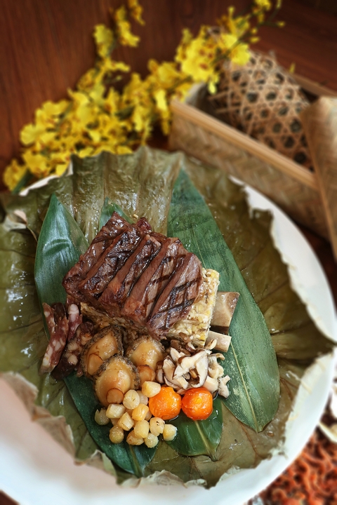 ▲牛骨肉鮑魚金磚粽。　圖：台中日月千禧酒店╱提供