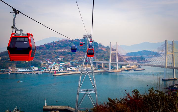 ▲麗水市知名的海上1.5公里長跨海纜車。　圖：韓國-麗水市╱提供