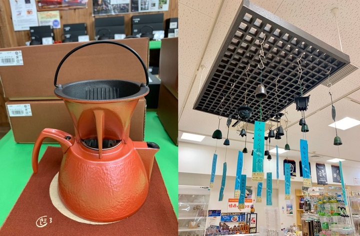 ▲岩手縣的南部鐵器近年開發出風鈴小物、和備受女客喜愛的咖啡濾杯壺(左)。 圖：岩手好好玩/提供