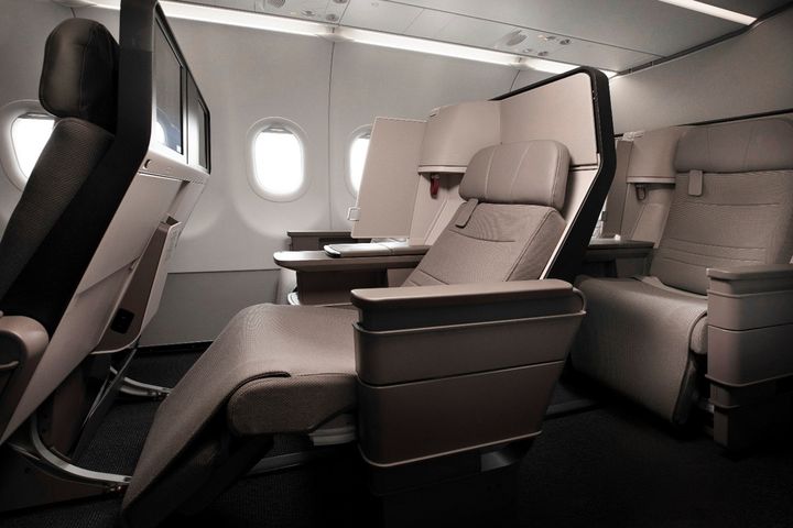 ▲A321neo客機首次引進全新專為短途航線而設的商務艙座椅。　圖：國泰航空╱提供
