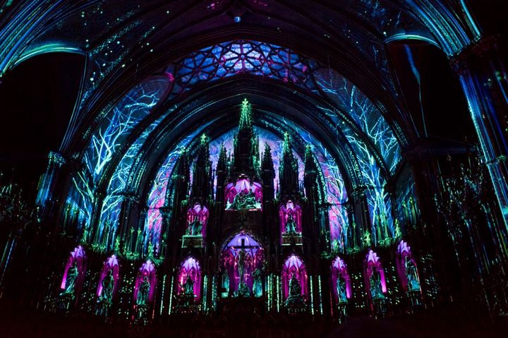 ▲「靈韻 AURA」燈光秀。　圖：AURA Notre-Dame-Basilica, Susan Moss╱提供