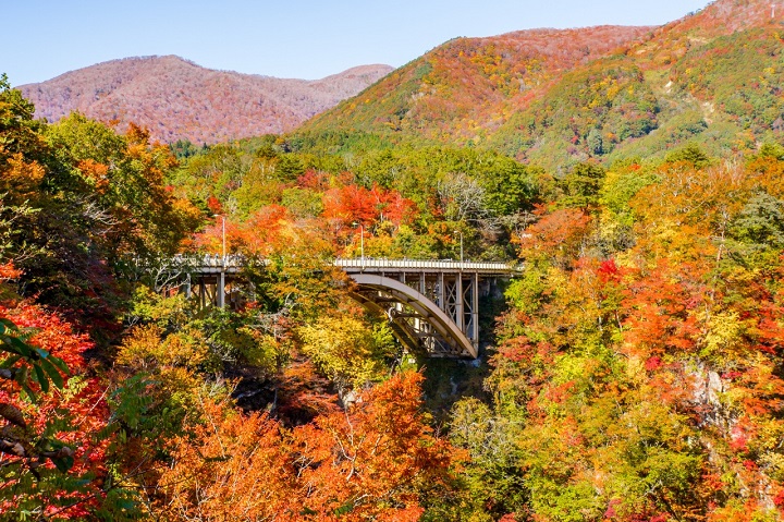 ▲站在「大深澤橋」上遠眺，可捕捉列車從山谷隧道進出的美景。　圖：一般社團法人東北觀光推進機構／提供