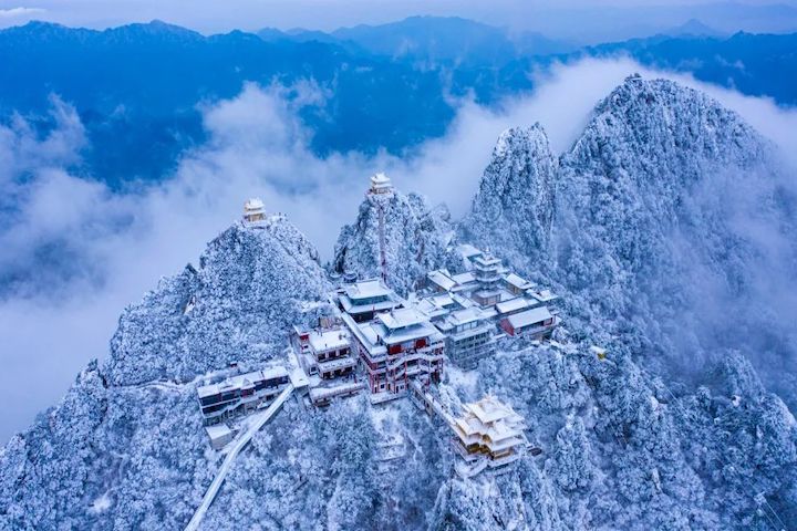 ▲彷彿仙境的⽼君山雪景。　圖：環球旅⾏微信公眾號／提供