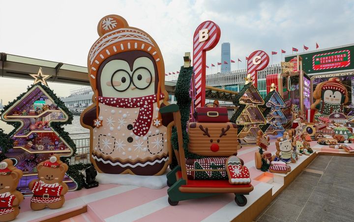 ▲海港城曲奇造型動物準備展開聖誕旅程。　圖：海港城／提供