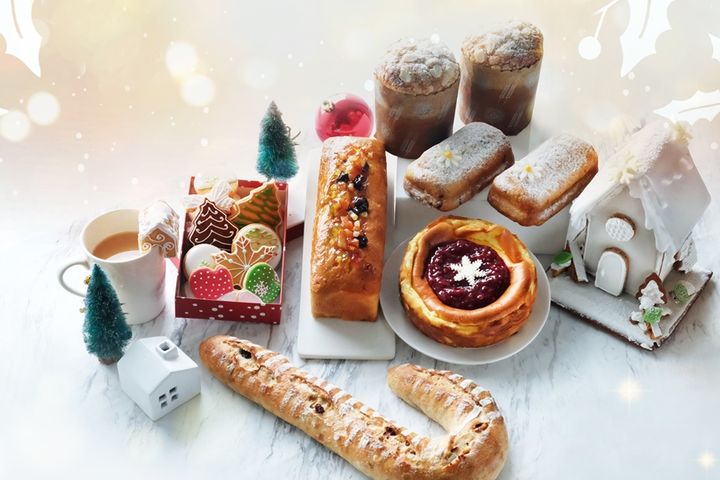 ▲Elite Bakery以雪白聖誕為題，限時推出多款聖誕甜點及節慶麵包。　圖：六福旅遊集團／提供