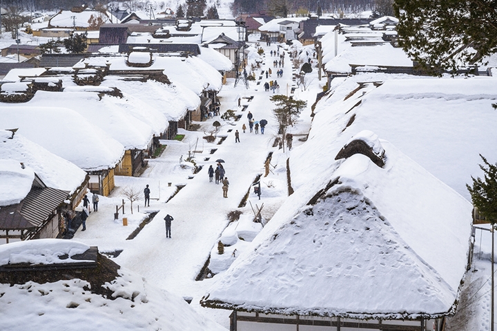 ▲冬季期間大內宿一片雪白光景。　圖：福島県観光物産交流協会／來源