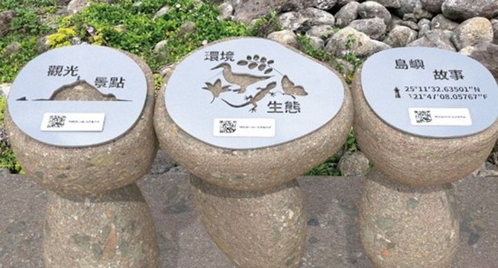 ▲有「台灣龍珠」美譽的基隆嶼，濱海步道上導覽指標設計別出心裁。　圖：基隆市政府觀光及城市行銷處／提供