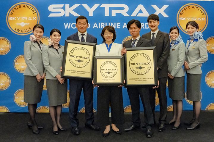 ANA榮獲SKYTRAX「2022年全球航空公司獎」三項大獎殊榮。　圖：ANA航空／提供