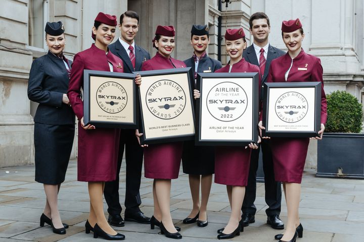 卡達航空榮獲2022 Skytrax年度最佳航空公司。　圖：卡達航空／提供