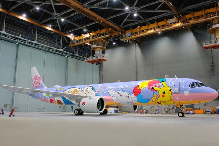全台首架！華航A321neo「皮卡丘彩繪機 CI」亮相