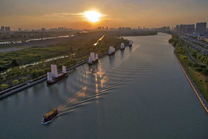 淮安市裡運河帆影。　圖：海峽兩岸旅遊交流協會／提供 