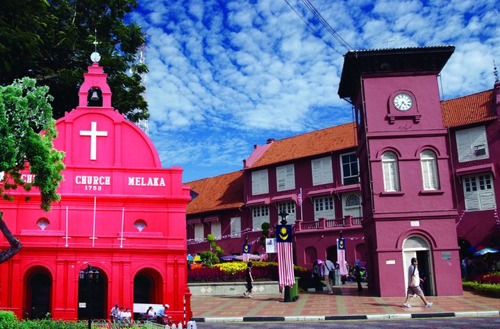 ▲興建於18世紀的馬六甲基督教堂，是荷蘭廣場重要的建築之一。　圖：馬來西亞觀光局／提供