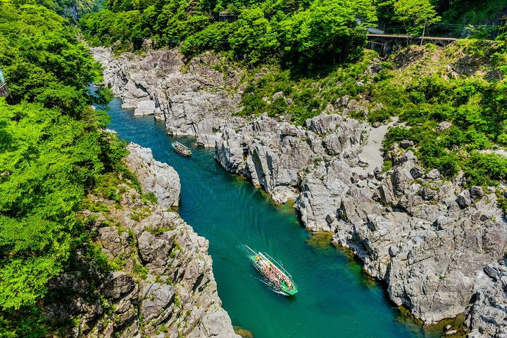 ▲搭船遊大步危、小步危峽谷，可欣賞壯觀的V型峽谷地貌。　圖：大榮旅遊／提供