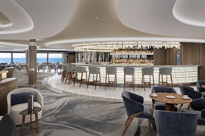 ▲Vista規劃8間酒吧、酒廊和多個娛樂場所。此為地平線酒吧（Horizons Lounge）。　圖：大洋郵輪／提供