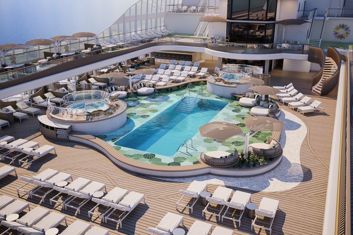 大洋郵輪(Oceania Cruises)頂樓甲板，可以讓旅客享受日光浴。　圖：大洋郵輪／提供