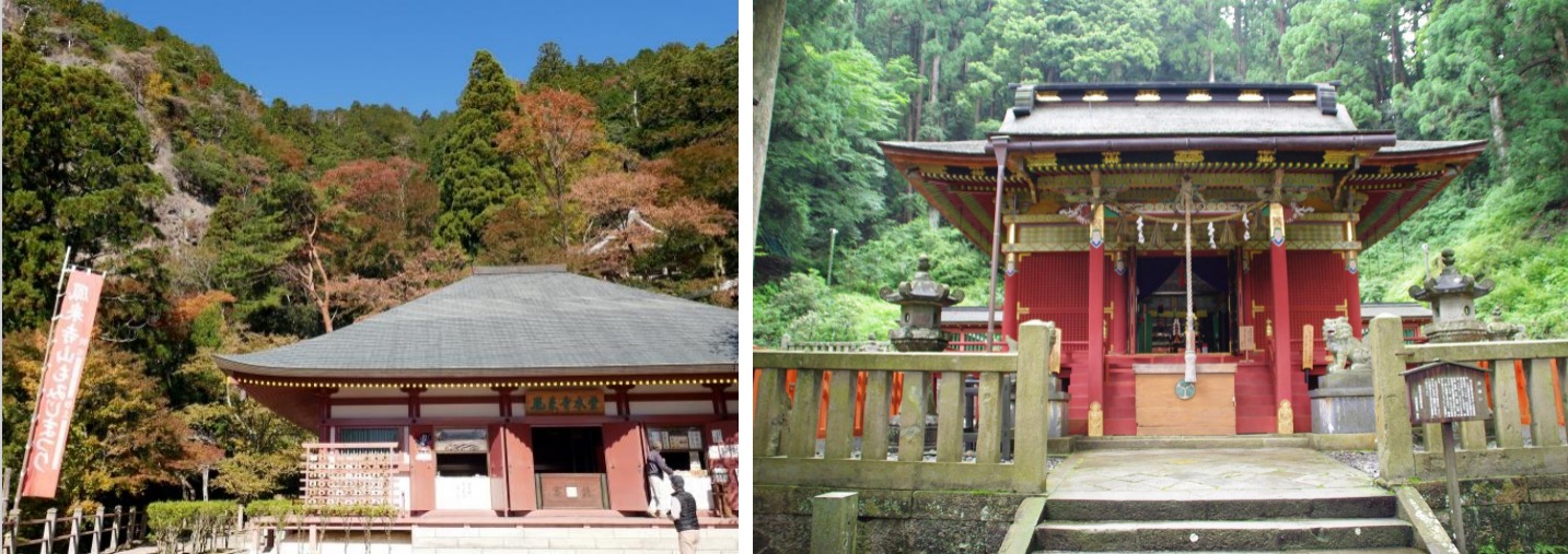 ▲(左)鳳來寺本堂。(右)鳳来寺山東照宮。　圖：愛知縣東三河廣域觀光協議會／提供