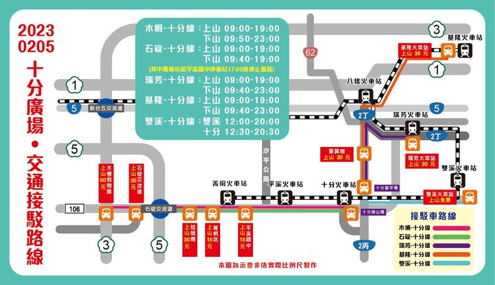 ▲十分廣場交通接駁車資訊。　圖：新北市政府觀光旅遊局／提供