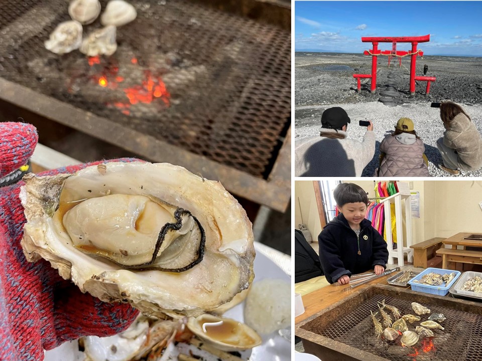 ▲和孩子一起來太良的牡蠣小屋大啖海鮮，幸福滿滿。 圖：元氣佐賀 / 提供