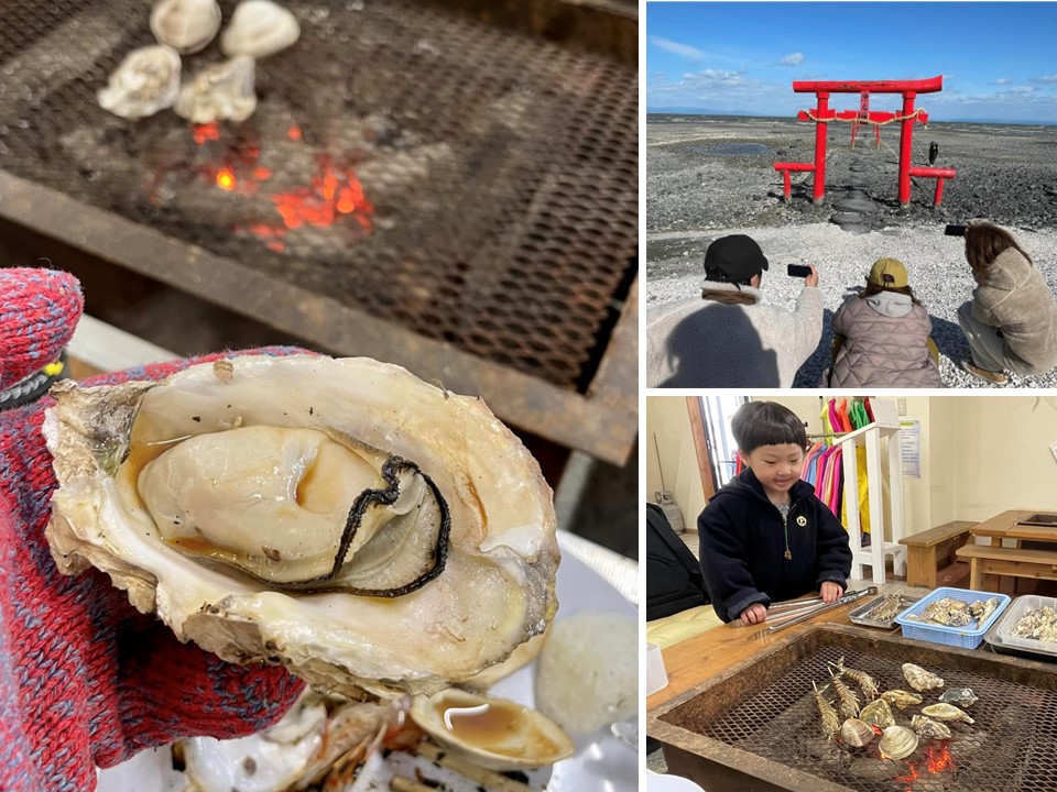 ▲和孩子一起來太良的牡蠣小屋大啖海鮮，幸福滿滿。 圖：元氣佐賀 / 提供