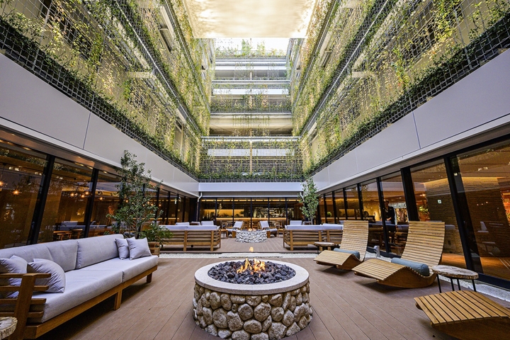 ▲2019年底開幕的「GOOD NATURE HOTEL KYOTO」，隔年就奪下美國WELL建康住宅認證(v1)金級肯定，大廳綠意盎然彷彿踏入森林仙境。　圖：BIOSTYLE Co.,Ltd.／來源