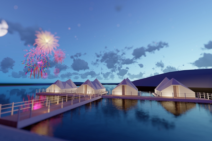 「Mont-Lac」湖上豪華營區示意圖。　圖：NIPPON THEMEPARK DEVELOPMENT Co., Ltd.／來源
