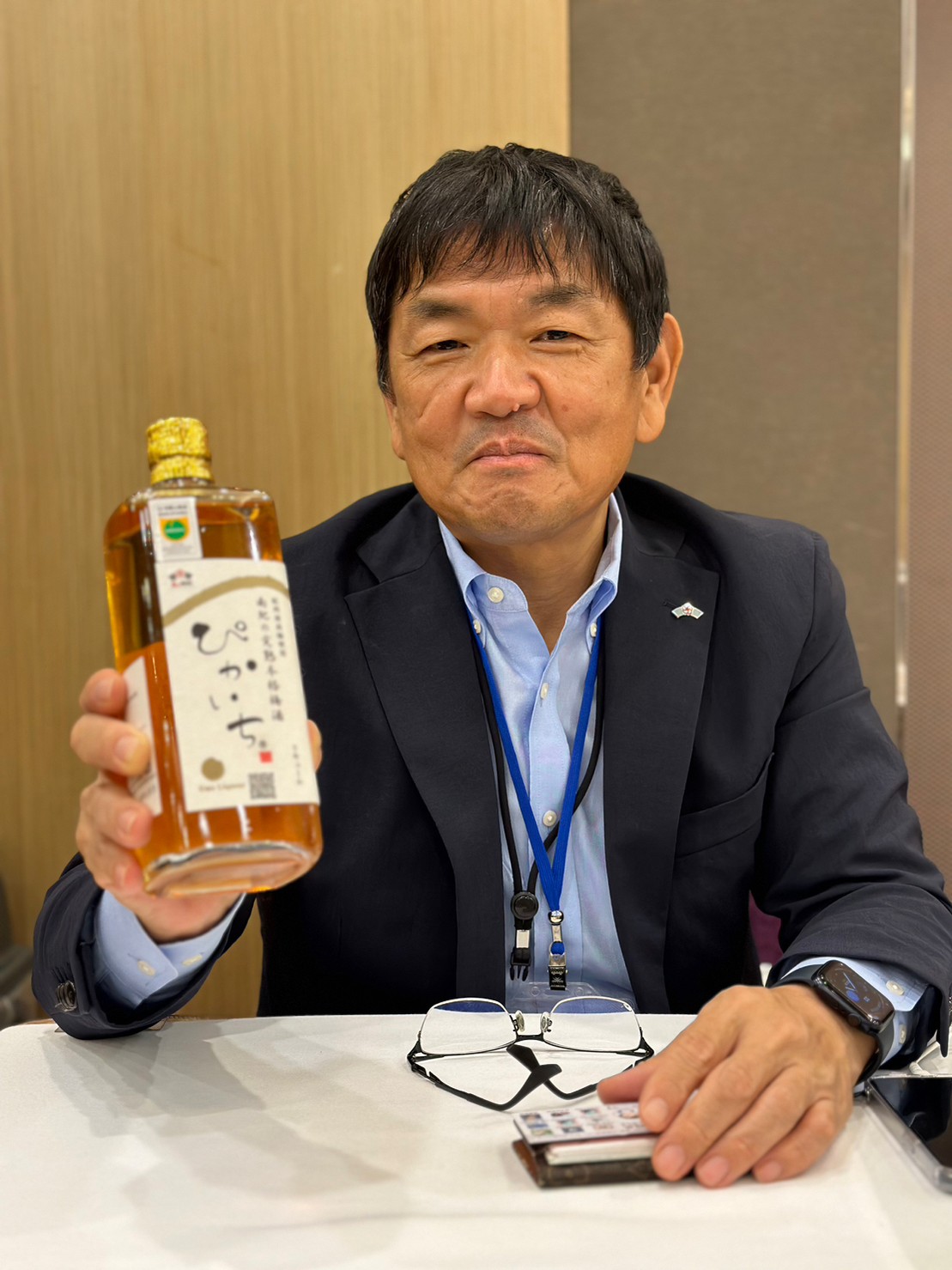 ▲南紀梅干株式會社常務取締役營業部長 大木克也推薦「Picaichi 萃」。【禁止酒駕；開車不喝酒，喝酒不開車。】　圖：蔡雅雯／攝影