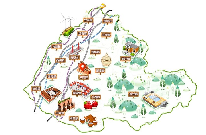 成為「愛玩苗栗」LINE＠會員，就可以輕鬆搜尋18鄉鎮分門別類的食、宿、遊、購、行項目。　圖：苗栗縣觀光協會／提供