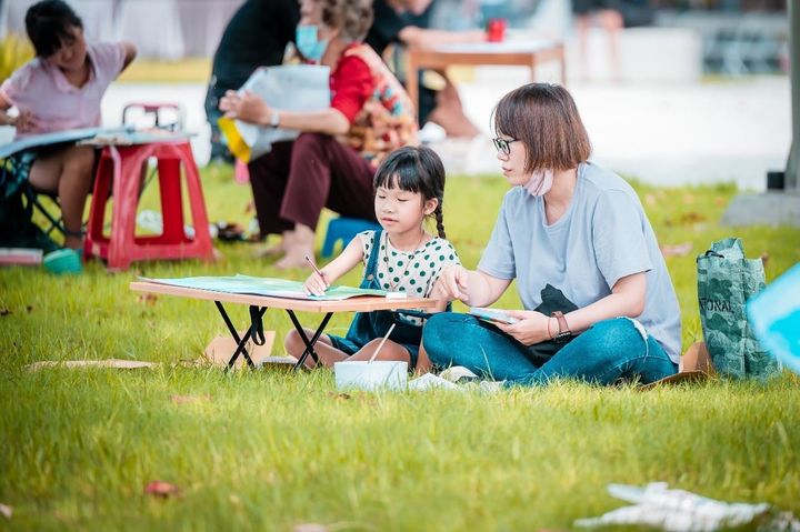 朴子藝術公園玩藝著色。　圖：嘉義縣文化觀光局／提供 