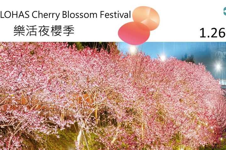 ▲內湖樂活公園的內溝溪步道，能近距離欣賞到寒櫻、八重櫻和吉野櫻的樂活夜櫻季。　圖：臺北市政府工務局公園路燈工程管理處／提供