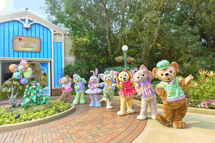 ▲Duffy 與好友遊玩屋迎來全新春日裝飾。　圖：香港迪士尼樂園度假區／提供