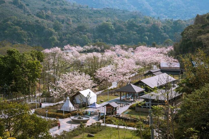 ▲寶來花賞溫泉公園占地5.4公頃，群山圍繞風景優美。　圖：高雄市政府觀光局／提供