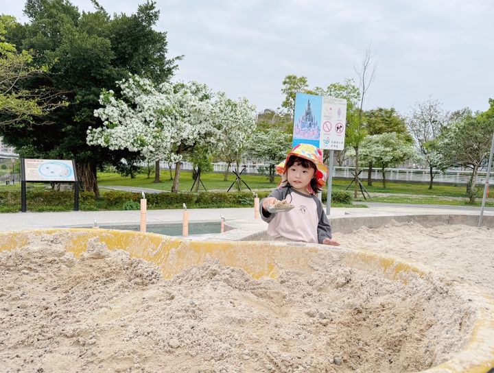 ▲攜家帶眷到陽光運動公園欣賞流蘇，小朋友可在遊戲場遊玩。　圖：新北市政府水利局／提供