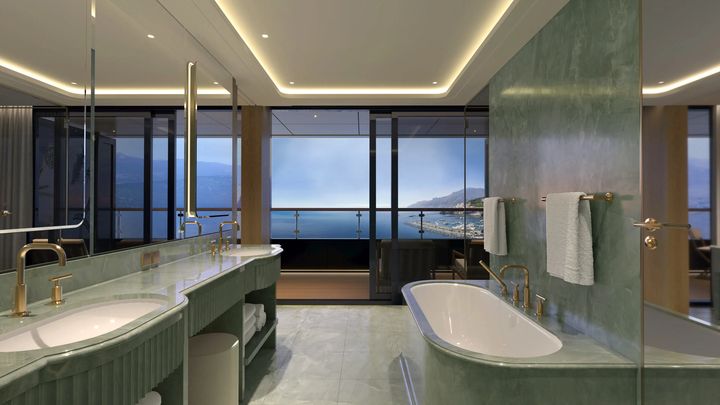 ▲豪華海景套房的浴室。　圖：www.fourseasonsyachts.com／來源