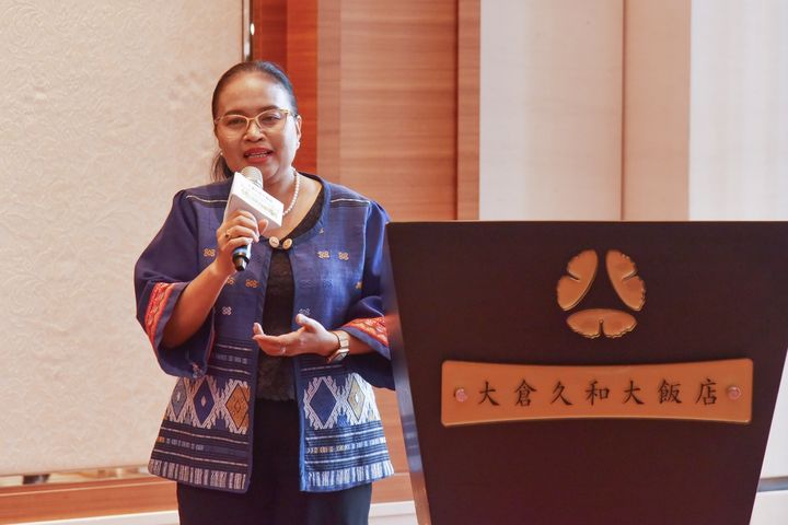 ▲泰國觀光局台北辦事處處長 Director Sarima Chindamat 致詞。　圖：大倉久和大飯店／提供