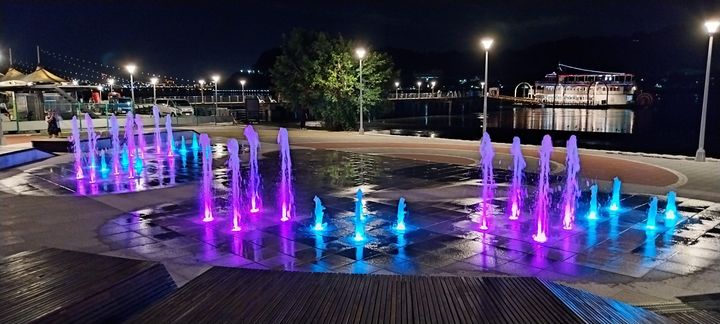▲關渡碼頭景觀乾式噴泉。　圖：台北市政府工務局水利工程處／提供