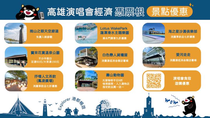 ▲演唱會經濟觀光景區享優惠。　圖：高雄市政府觀光局／提供