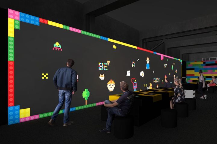 「FUN玩樂高風」展覽（展區模擬圖）將於12/14在屏菸1936文化基地10號倉庫登場。　圖：屏東縣政府文化處／提供 