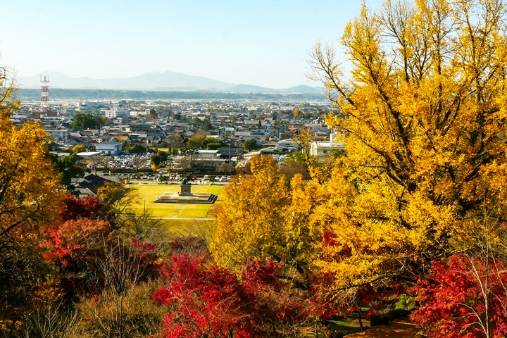 位於九州熊本縣的菊池公園秋日俯瞰市景。　圖：菊池市／提供