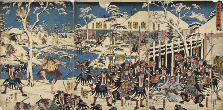 ▲歌川廣重（二代）「忠臣藏夜討之圖」赤穗義士會所藏。　圖：兵庫縣／提供