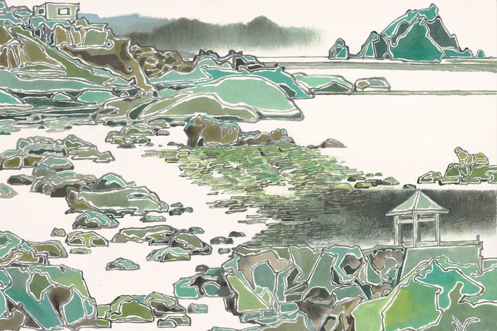 ▲莊連東作品《和平島眺基隆嶼》。　圖：北海岸及觀音山國家風景區管理處／提供