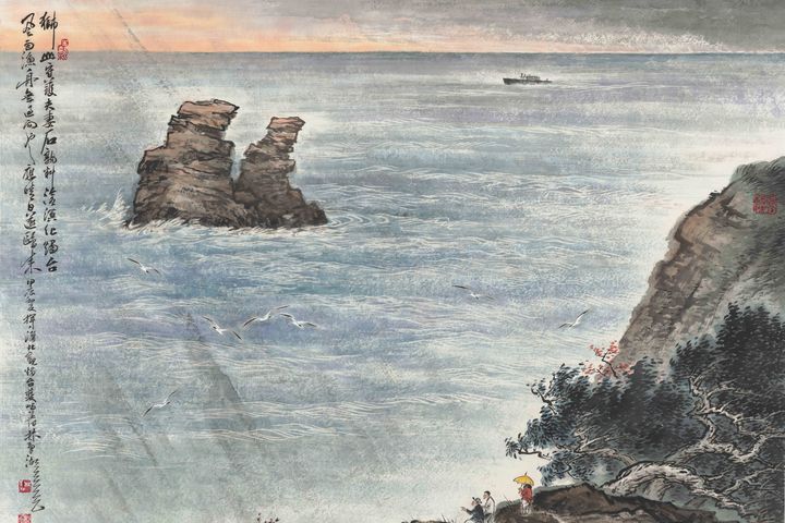 ▲林章湖作品《金山燭台雙嶼》。　圖：北海岸及觀音山國家風景區管理處／提供