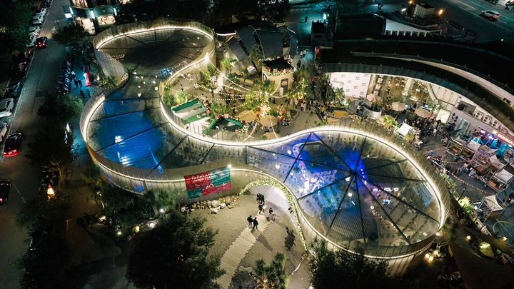 ▲草悟廣場化身聖誕小屋聚落。　圖：台中市政府觀光旅遊局／提供