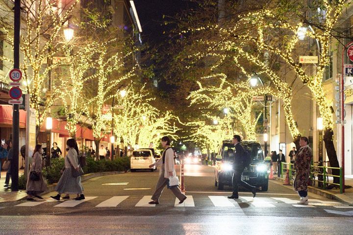 八重洲口延伸至日本橋,兩旁路樹佈滿香檳金為基調的裝飾,讓夜晚瞬間變得浪漫迷人。 圖:© Moroi Yudai/提供