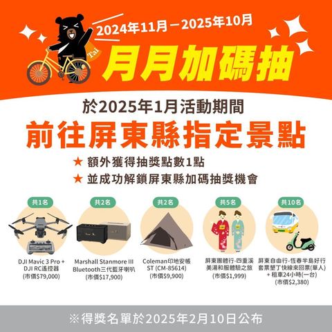 ▲屏東加碼抽。　圖：屏東縣政府交通旅遊處／提供
