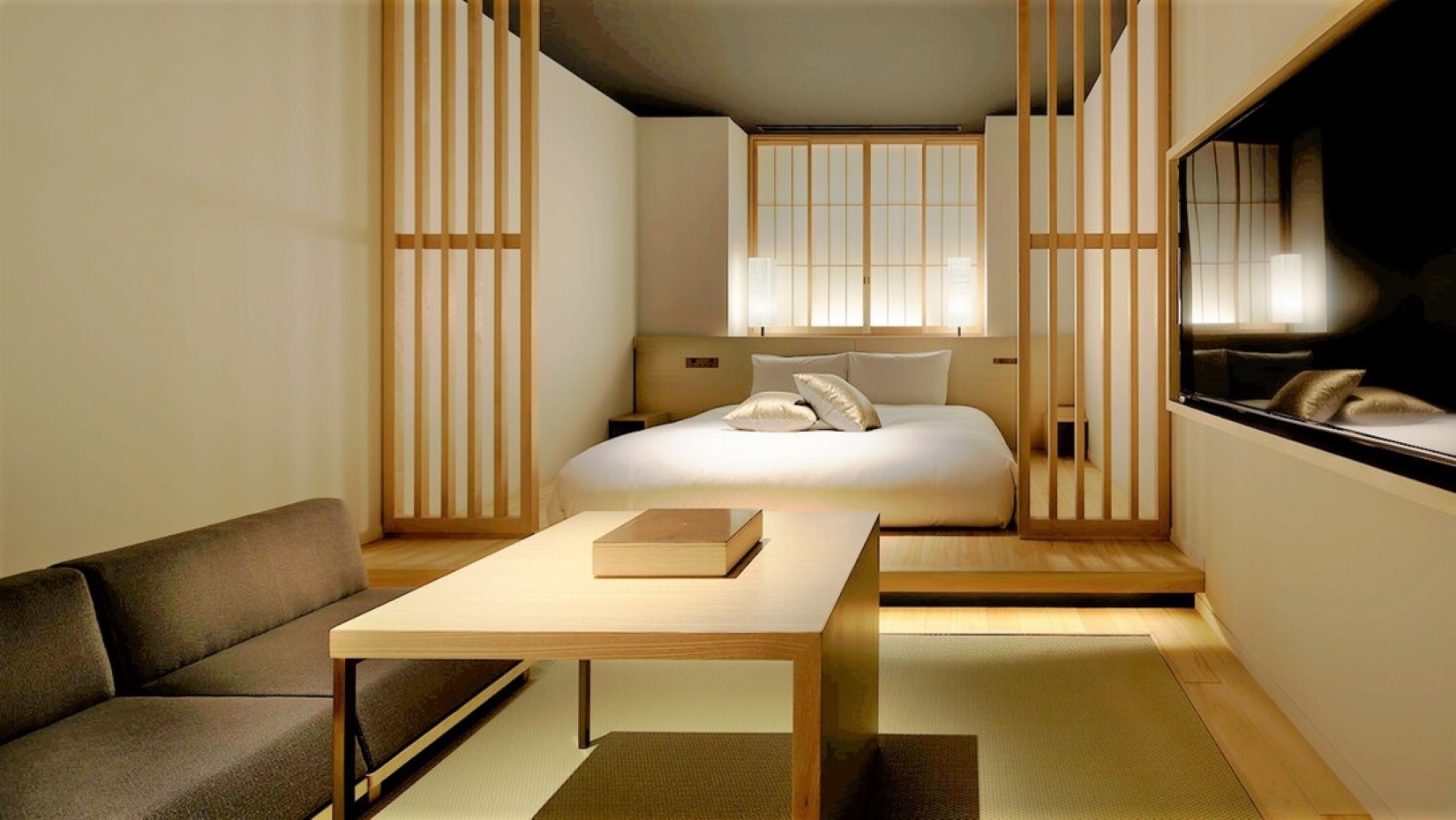 ▲以傳統日式美學為靈感，結合現代設計的「京都甘樂飯店」，為旅客提供一處靜謐休憩之所。　圖：樂天旅遊／提供
