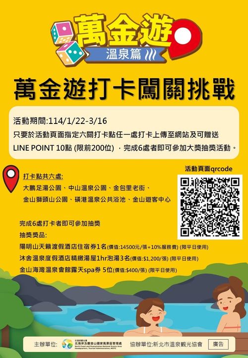 ▲萬金遊打卡闖關挑戰抽豐富大獎。　圖：北海岸及觀音山國家風景區管理處／提供
