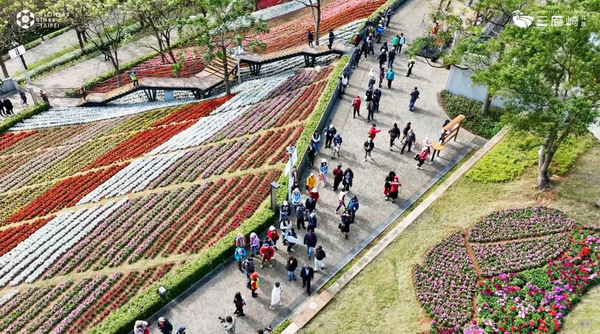▲「2025三層崎彩色浪花海」綻放繽紛魅力，自開展以來已吸引無數遊客前來朝聖，共享春日美景（圖：擷取自活動紀實影片）。　圖：臺北市政府工務局／提供