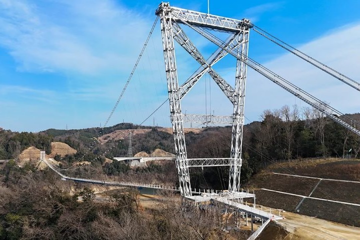 日本最長行人專用吊橋 GODA BRIDGE 今年春天於大阪啟用。　圖：Gravity Park Holdings 株式会社／提供