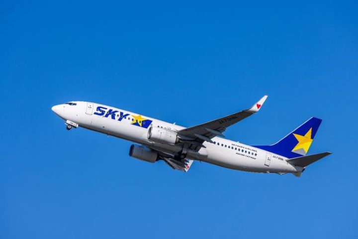 日本第三大航空公司天馬航空10月包機抵台。　圖：Skymark Airlines Inc.／提供